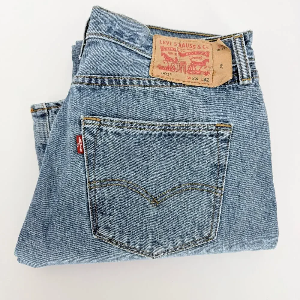 Vintage Levi Strass 501 Blue Jeans‎ Original Riveted XX Button Fly 33X32 (31L)